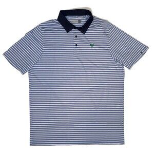 KJUS Golf Perform Men’s Luis Stripe Polo XL/54 Blue/White Thistle Golf Club Logo